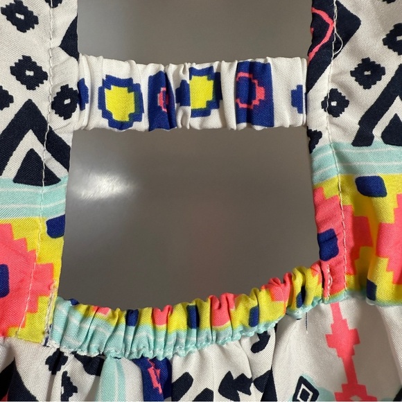 Sundress Aztec Geometric Print Neon Size Large Boho Mini Lightweight Sleeveless - Picture 8 of 9